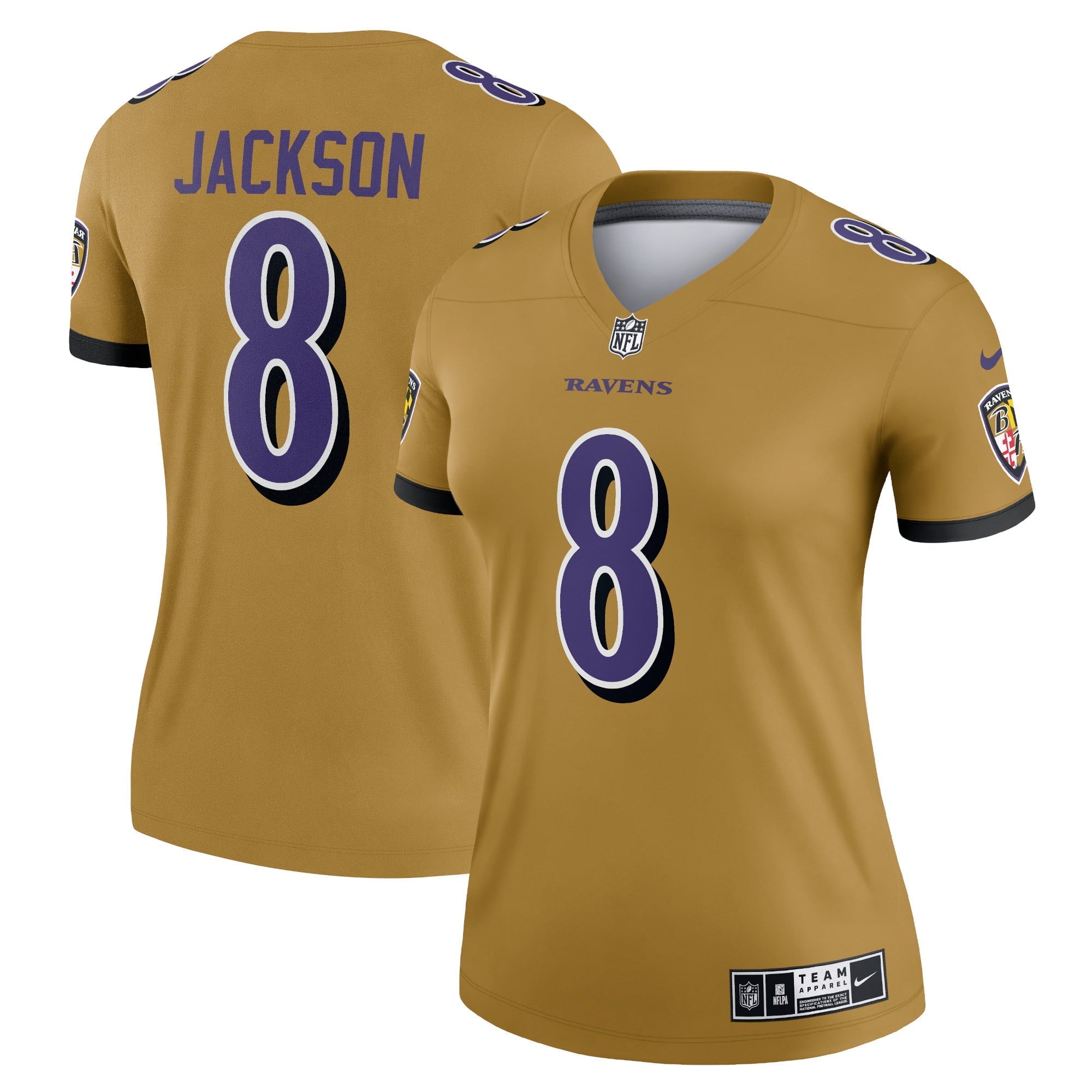 Women's Nike Lamar Jackson Gold Baltimore Ravens Inverted Legend Jerse –  Outfit Adventure Jerseys